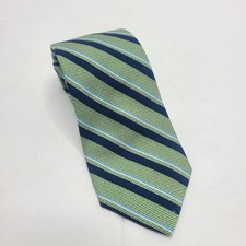 Brooks Brothers Makers Repp Stripe Silk Tie Green Blue USA Made 3.25in Wide