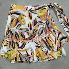 C&C California Skirt Colorful Lemon Print Boho Peasant Swing Cotton Sz Small