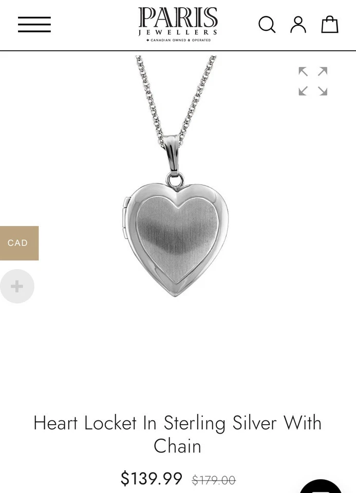 Heart Shaped Locket in Sterling silver - Paris Jewellers (includes chain) — 第 3/3 张图片