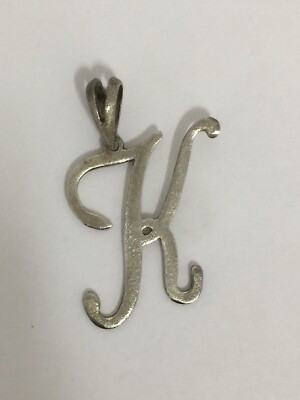 K Initial Pendant Signed BR for Necklace Sterling Silver 925