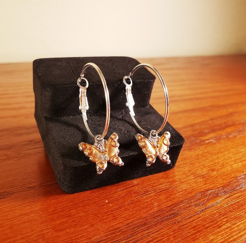 Pendientes Mariposa Estilo Retro Esmalte Naranja Claro Cuelga Aros Nuevos - Imagen 2 de 4