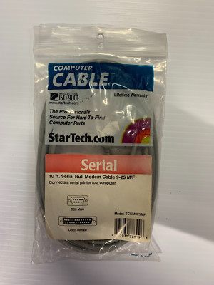 StarTech 10ft Gray DB9 Male to DB25 Female Serial Null Modem Cable SCNM925MF