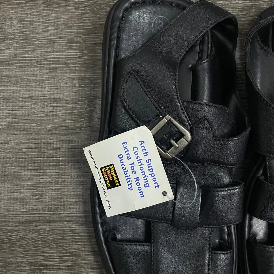 Sandalias planas de cuero negras Smart Fit para niños talla 3 Foto 2 de 4