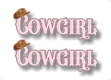 2 COWGIRL 9" Vinyl Decals with Cow girl Hat girls 4x4 Pickup Truck Pink Stickers