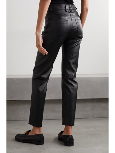 Pantalones JOSEPH Peluche Elástico Cuero Piel de Cordero Marrón FR 44 12 L NUEVOS Hechos en Francia - Imagen 5 de 12