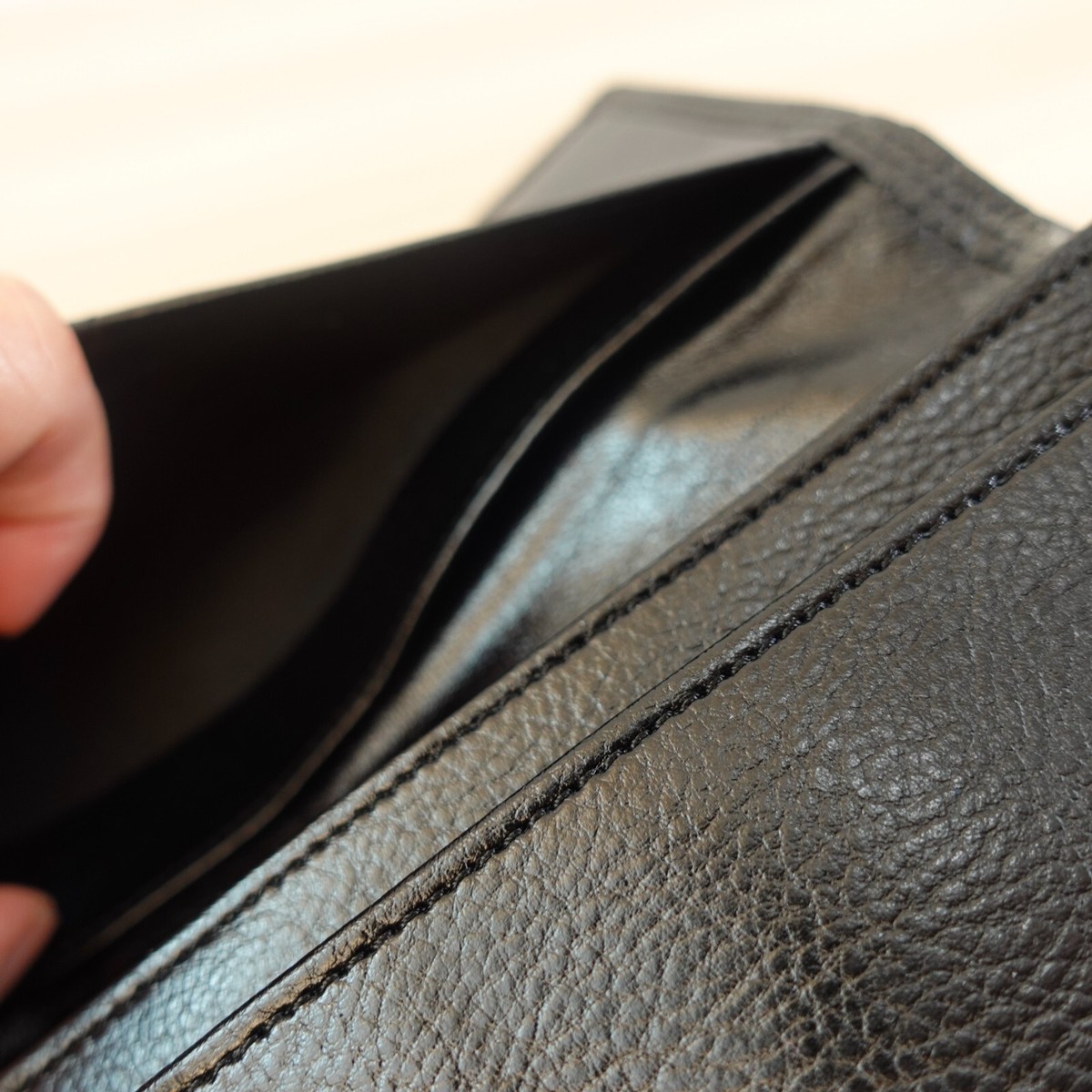 RENOMA Paris Wallet Black Bifold Classic Pebbled Leather Long