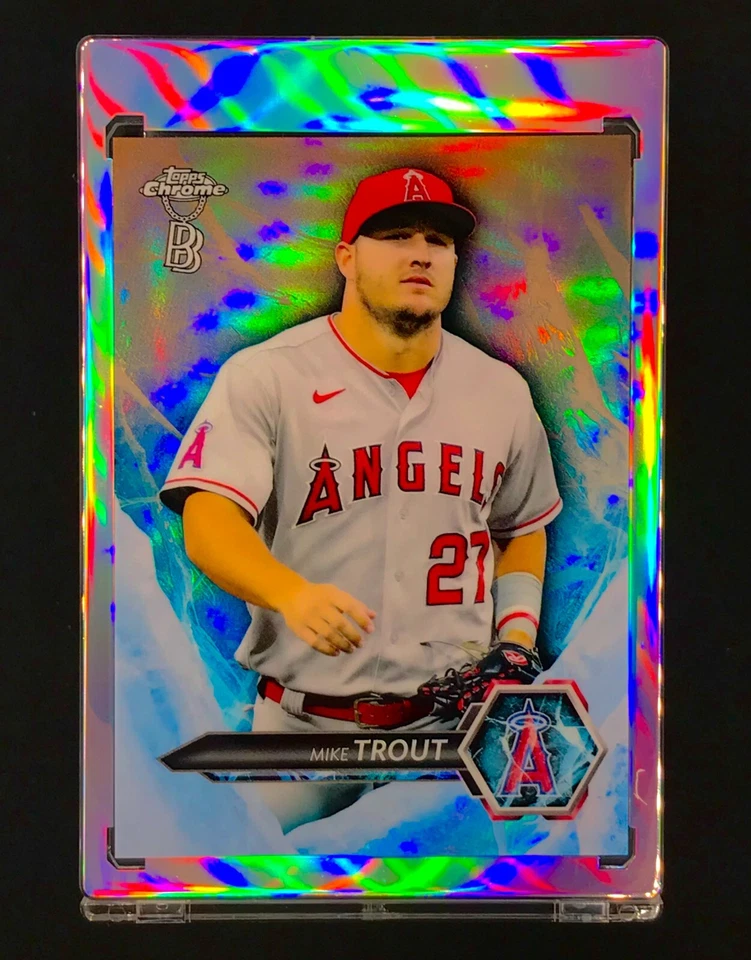 МАЙК ФОРЕЛЬ СЕРЕБРЯНЫЙ ЛЕД ПЕРЕЛИВАЮЩИЙСЯ Редкий Topps Хром SP Вставка Голографический - АНГЕЛЫ - Изображение 2 из 4