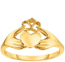 14k Yellow Gold Claddagh - Friendship Loyalty Love Ring 2 Grams Size 7