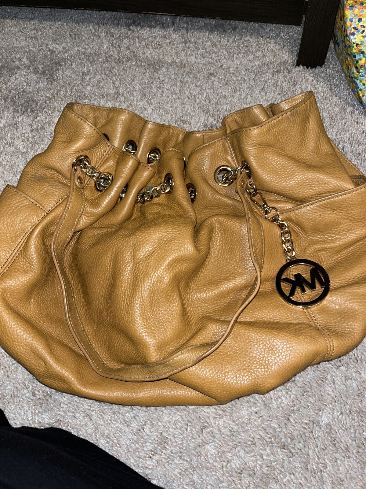 Michael Kors Jet Set Chain LG Marigold Yellow Leather Shoulder Tote Bag