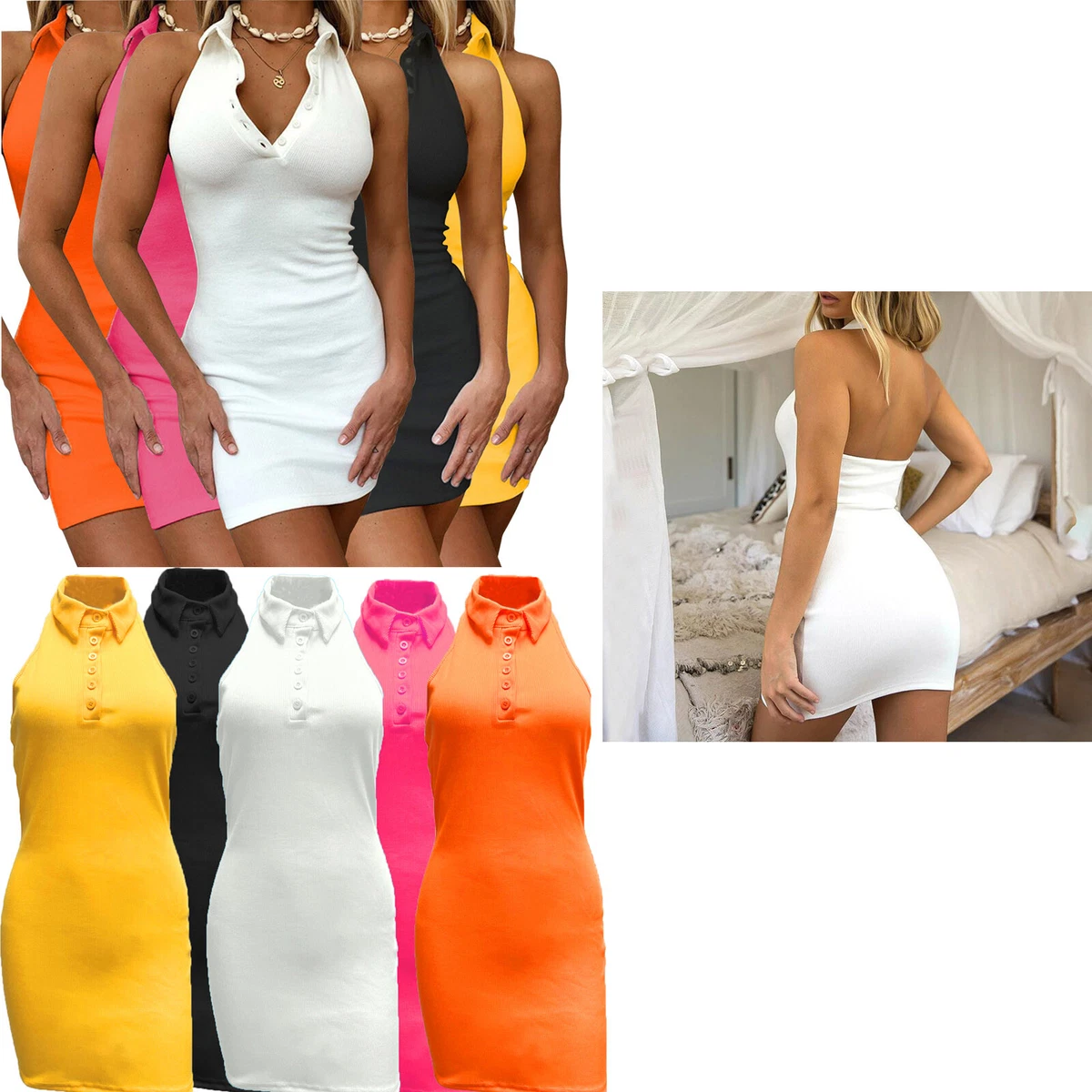 Womens Sports Dress Solid Color Daily Wear Sleeveless Training Dress Backless