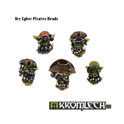 Ork Cyber Pirates Heads x5 -Kromlech- Freebooterz Warboss Nob Mek Mekboy Heads