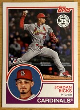 2018 Topps Jordan Hicks “1983 35th Anniversary” Rookie (RC) #83-4 Cardinals NM