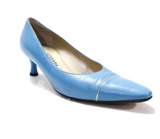 St. John Womens Slim Heel Cap Square Toe Pumps Blue Leather Size 7