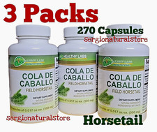 3 Packs Cola de Caballo Horsetail 500 mg 270 Herbal Capsules Healthy Labs