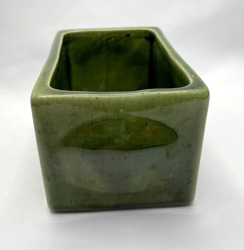 Vntg Mid Century Haegar Green Planter Rectangle Bubble Glazed Ombre Shading 5.5” - Picture 4 of 17