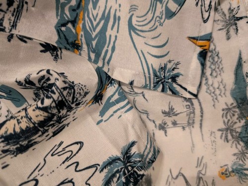 Men's Chaps White/Blues Button Up S/S Hawaiian Shirt XL - Picture 8 of 8