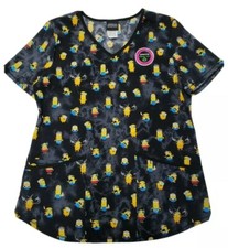Minion Womens 3 Pocket Performance Stretch Scrub Top Size Medium NWT