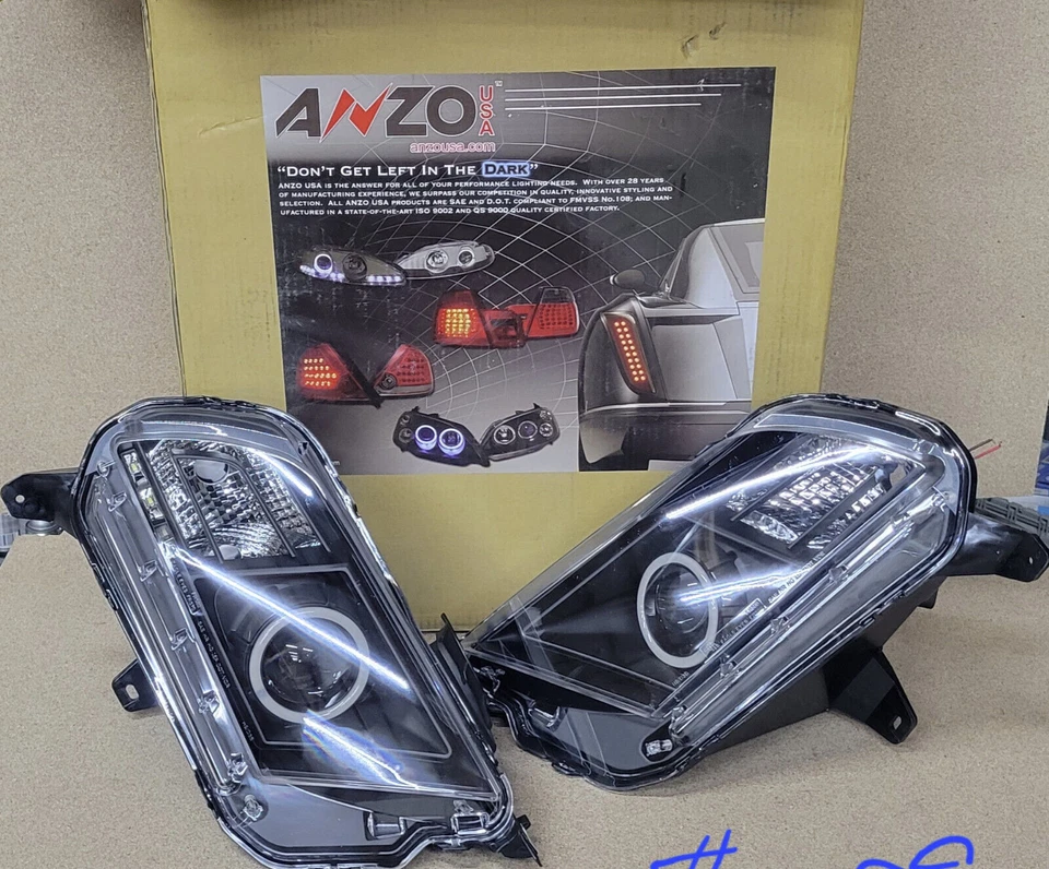 ANZO 121323 Projector Headlights Lamp CCFL w/ Halo Black for 2010-2014 Mustang ^ - Image 2 of 3
