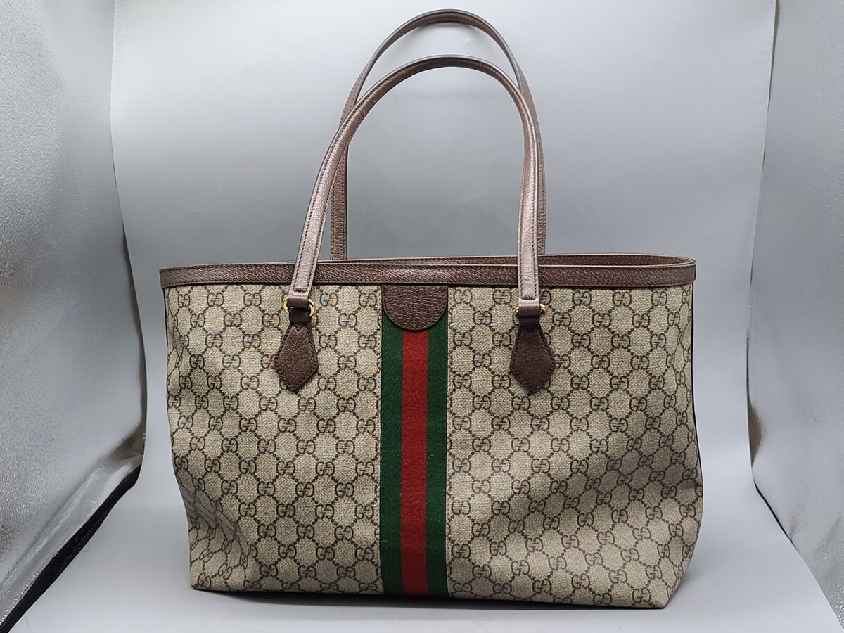 GUCCI Ophidia GG Medium Tote Bag, Beige & Ebony Canvas GUCCI Ophidia GG Medium Tote Bag, Beige & Ebony Canvas