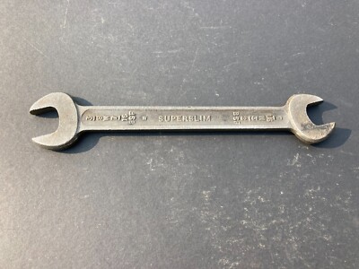 Vtg Superslim Wrench 5/16W 3/8 BSF x 3/8W 7/16 BSF Open End Spanner 8'' Whitworth