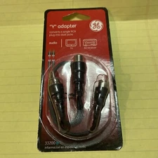 Y-Adapter Audio Cable 6 Inch GE 33200 1RCA PLUG TO 2 RCA JACKS NEW SEALED