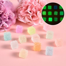 100Pcs Harz-Würfelperlen Luminous Craft Für Ohrringe Schmuck DIY Blau