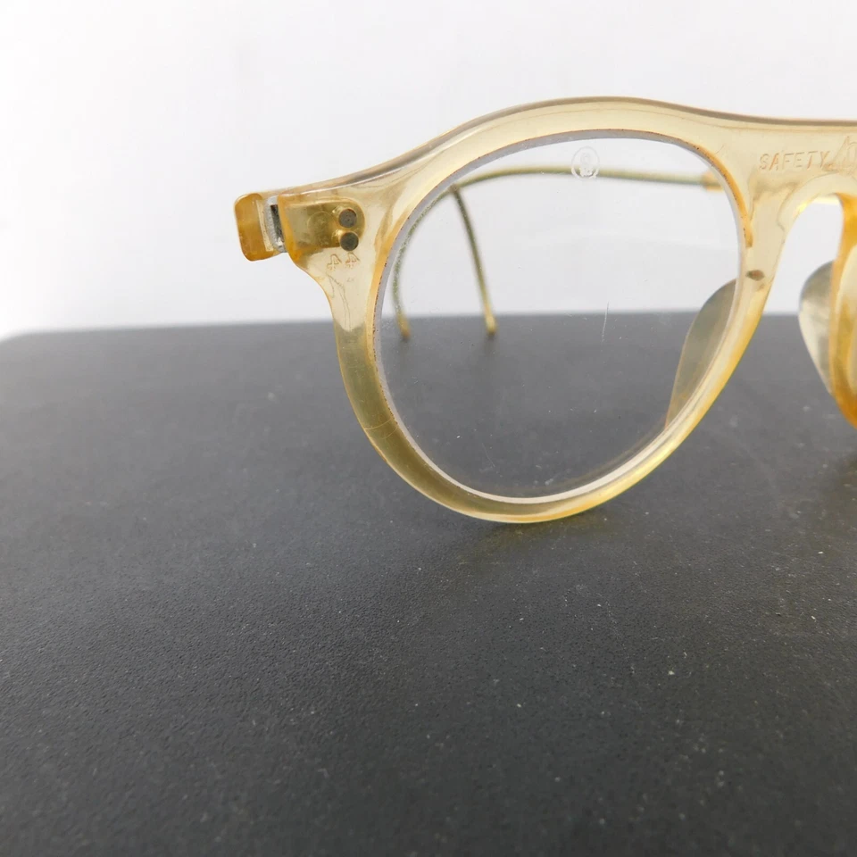 Óculos de segurança vintage AO celulóide óptico americano transparente plano MCM envoltório em torno dos anos 50? - Imagem 2 de 4