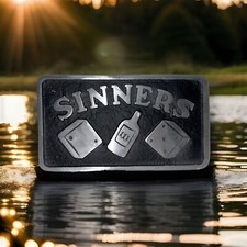 Vintage Cast Aluminum Sinners Car Club Plaque Collectable Nostalgia Vintage Cast Aluminum Sinners Car Club Plaque Collectable Nostalgia