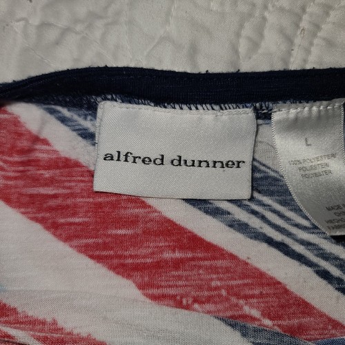 Alfred Dunner Size L Top Colorful Brushstroke Design Zipper Shoulders V70 - Picture 9 of 11