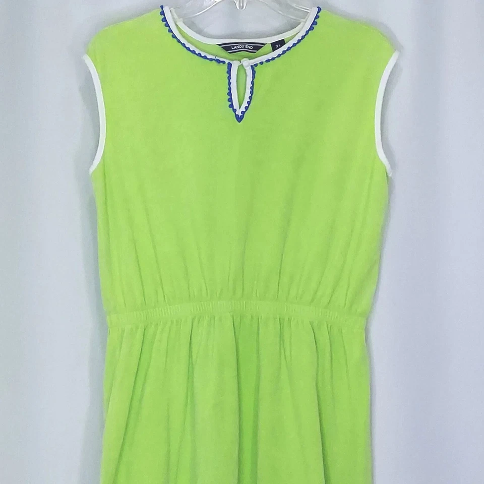 Vestido tipo jersey Lands End para niñas XL 16 verde neón azul tela de rizo cubierta para nadar Foto 2 de 4