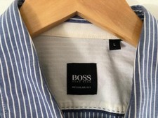 HUGO BOSS SHIRT...BLUE  WHITE STRIPE...LARGE