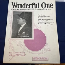 Wonderful One - Paul Whiteman's Waltz Hit - Key of G - Frank DeVoe On Cover