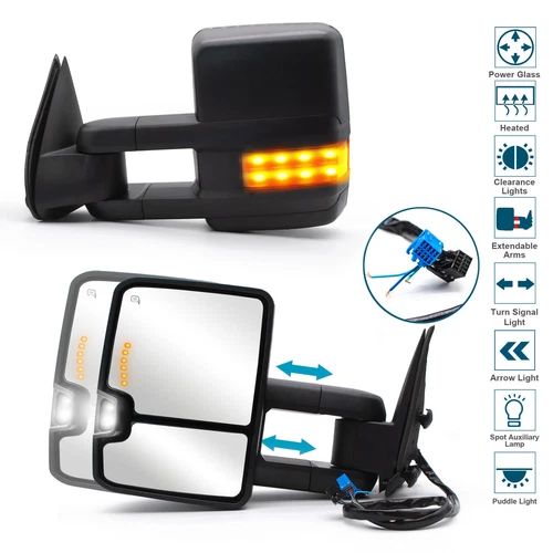 Tow Mirrors Fit 2003 2004 2005 2006 GMC Sierra 1500 2500  Power Heated Signal