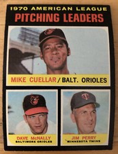 1971 Topps A.L. Pitching Leaders: Mike Cuellar Dave McNally Jim Perry #69 Fair