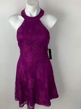 NEW Lulus Hometown Girl Orchid Purple Lace Fit Flare Skater Dress Medium
