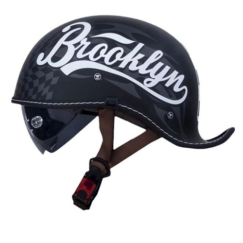 Half Motorbike Beanie Helmet Cap Skid Scooter Chopper Helmet +Sun Visor DOT - Picture 35 of 37