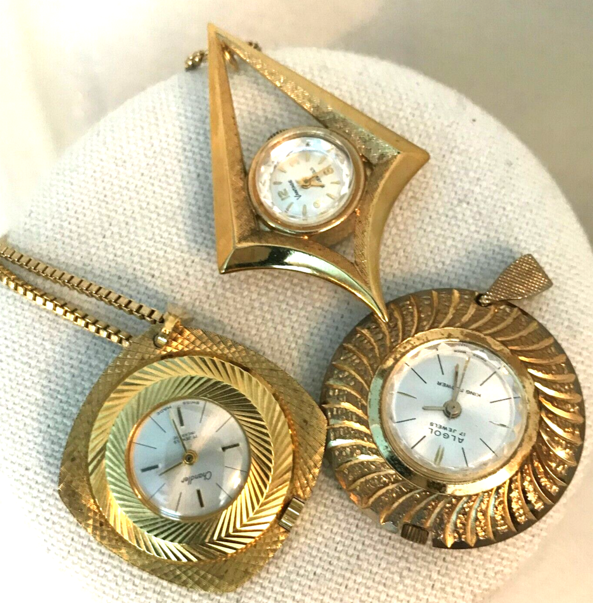 Vintage Pendant watches working chandler/vantage/algol Gold-tone