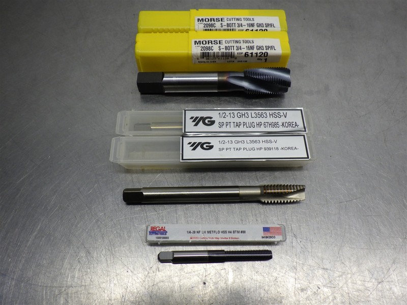 Lot of 5 NEW! Assorted HSS Taps-Various Styles & Sizes (As Shown)
