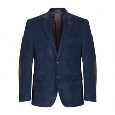 Ralph Lauren Corduroy Blazer 42S Navy Blue Elbow Patches 100% Cotton Macy's