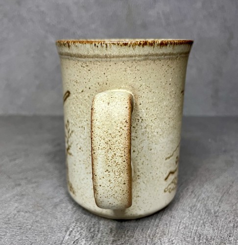 Vintage Dunoon Keramik Steinzeug Becher gesprenkeltes Design Rotkehlchen sitzen auf Ast - Bild 4 von 13