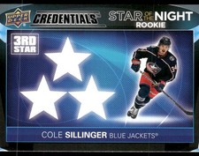 2021-22 UD Credentials #3SR-6 Cole Sillinger Star of the Night: 3rd Star Rookies