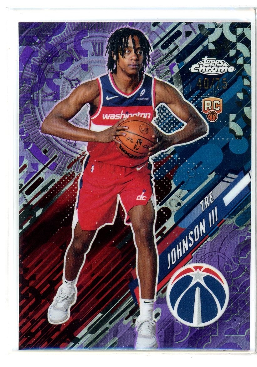 2025-26 Topps Chrome Tre Johnson III RC Go Time Purple Refractor #40/75 (SS)
