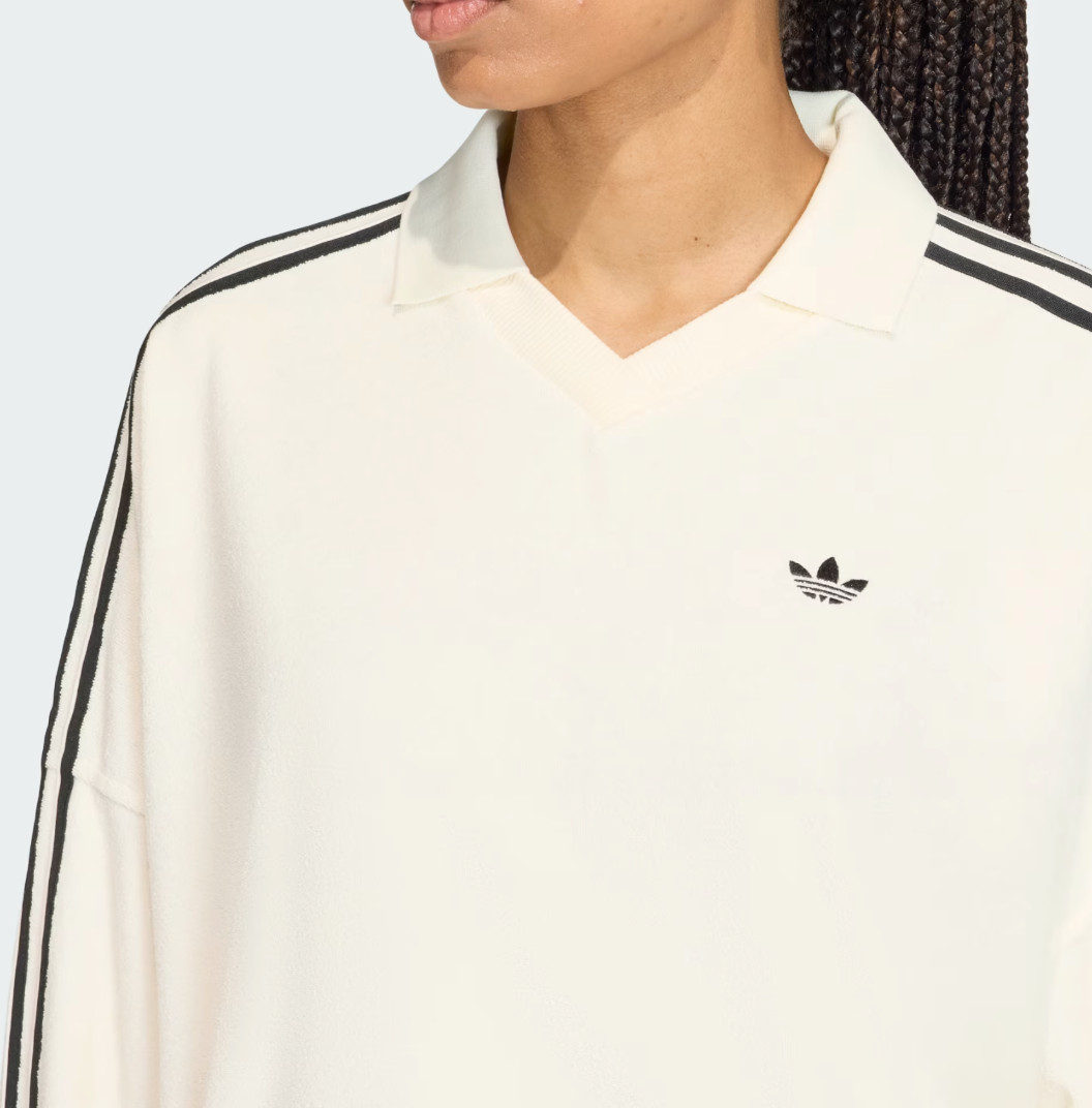 adidas Originals Terry Towel V-Neck Polo Women Lifestyle Casual AsiaFit KD1401 thumbnail 5