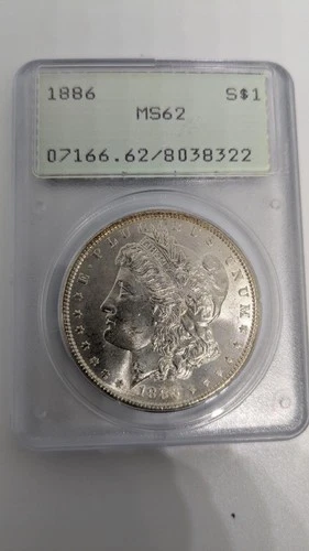 1886  PCGS MS 62 Morgan Silver Dollars OGH Uncirculated Rattler Holder (E)