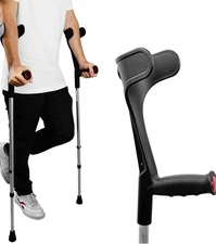 PEPE Mobility - Forearm Crutches for Adults (x2 Units, Open Cuff), Adjustable,