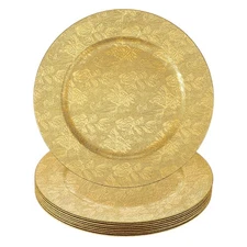 8 Pcs 13 Inches Round Charger Plates, Rustic Plastic Chargers Plates Farmhous...