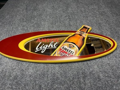 Amstel Light Beer Sign Mirror Pub Bar Tavern Mancave 13-1/2 x 31 Wood Vintage