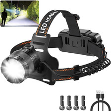 Super Bright Aluminum Headlamp, Rechargeable Headlamp High Lumen, 90&deg; Adjustable