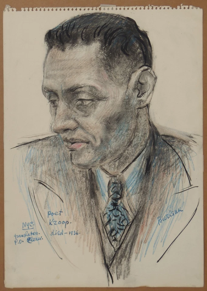 David Burliuk 1882-1967 Retrato Original de Poeta Foto 2 de 4