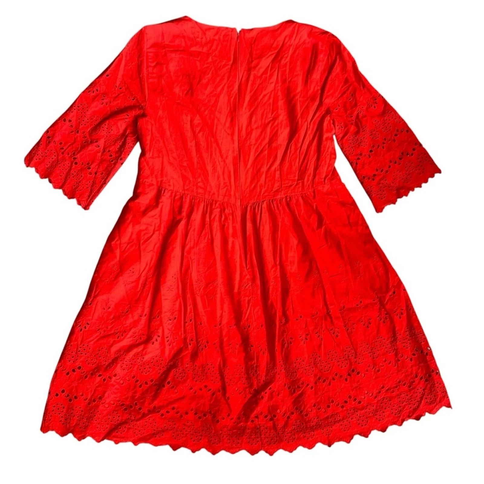 VALENTINO Abito donna Madewell taglia 8 rosso pizzo occhiello reticolo scollo a V mini manica 3 4